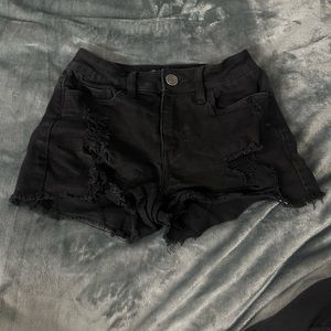 black jean shorts
